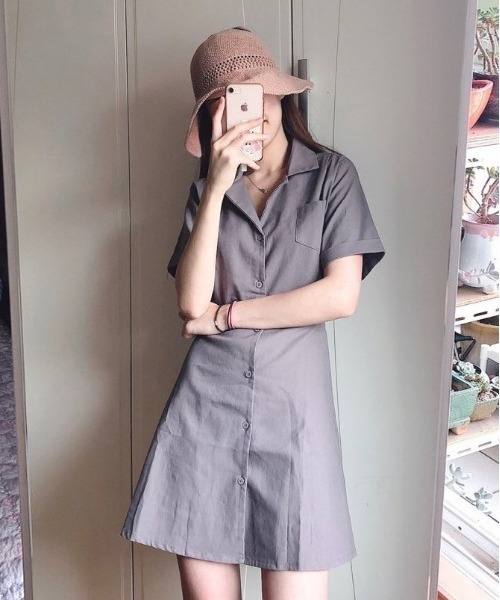 SONA（ソナ）の「SONYUNARA ベーシックミニワンピース（ワンピース・レディース・ダークグレー/ライトベージュ・FREE）」の2枚目の写真