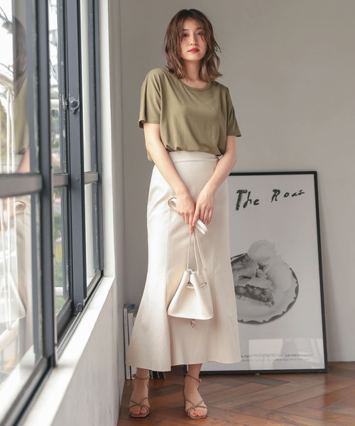 KOBE LETTUCE（コウベレタス）の「リネンブレンドストレッチマーメイドスカート（スカート・レディース・ブルー/ホワイト系その他/グリーン・FREE）」の6枚目の写真