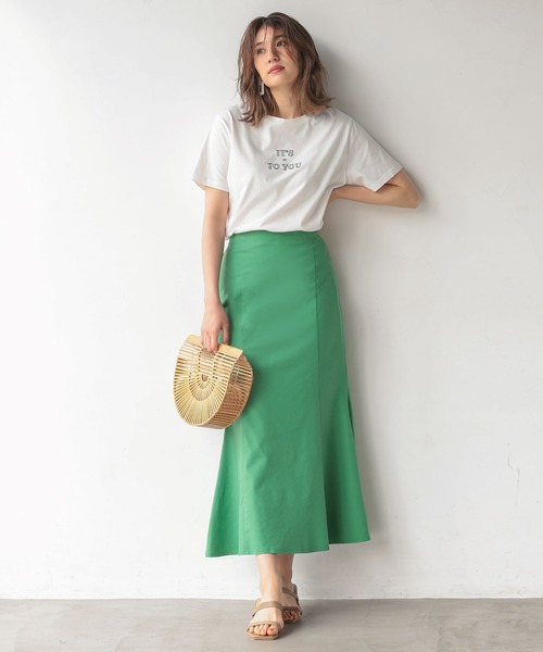 KOBE LETTUCE（コウベレタス）の「リネンブレンドストレッチマーメイドスカート（スカート・レディース・ブルー/ホワイト系その他/グリーン・FREE）」の10枚目の写真