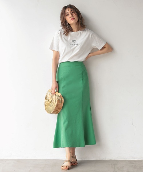 KOBE LETTUCE（コウベレタス）の「リネンブレンドストレッチマーメイドスカート（スカート・レディース・ブルー/ホワイト系その他/グリーン・FREE）」の11枚目の写真