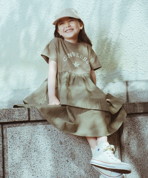 CONVERSE（コンバース）の「【CONVERSE/コンバース】アシンメトリー半袖ワンピース（ワンピース・キッズ・ネイビー/カーキ・110cm/130cm/100cm/120cm/140cm）」の3枚目の写真