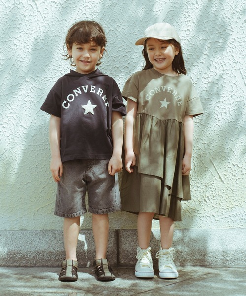 CONVERSE（コンバース）の「【CONVERSE/コンバース】アシンメトリー半袖ワンピース（ワンピース・キッズ・ネイビー/カーキ・110cm/130cm/100cm/120cm/140cm）」の7枚目の写真