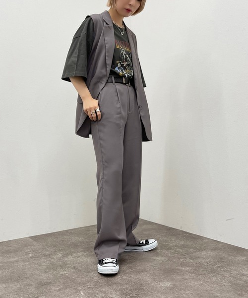 apres jour mignon(アプレジュールミニョン)の「ストレートパンツ【SETUP可能】【ZOZOTOWN限定アイテム】(その他パンツ・レディース・ブラック/チャコールグレー/カーキ/パープル・MEDIUM/X-LARGE/SMALL)」の8枚目の写真