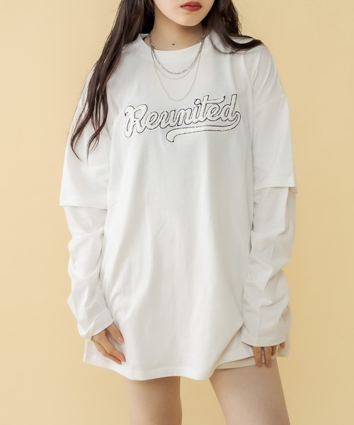 RASVOA(ラスボア)の「レイヤード風ユニフォームロンT(Tシャツ/カットソー・レディース・ブラック/オフホワイト・FREE)」の2枚目の写真