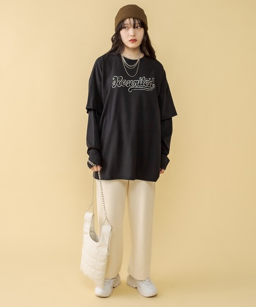 RASVOA(ラスボア)の「レイヤード風ユニフォームロンT(Tシャツ/カットソー・レディース・ブラック/オフホワイト・FREE)」の11枚目の写真