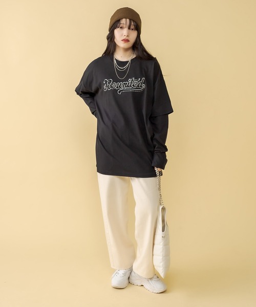 RASVOA(ラスボア)の「レイヤード風ユニフォームロンT(Tシャツ/カットソー・レディース・ブラック/オフホワイト・FREE)」の18枚目の写真