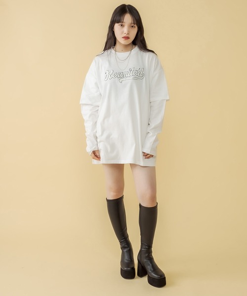 RASVOA(ラスボア)の「レイヤード風ユニフォームロンT(Tシャツ/カットソー・レディース・ブラック/オフホワイト・FREE)」の17枚目の写真