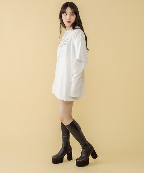 RASVOA(ラスボア)の「レイヤード風ユニフォームロンT(Tシャツ/カットソー・レディース・ブラック/オフホワイト・FREE)」の7枚目の写真