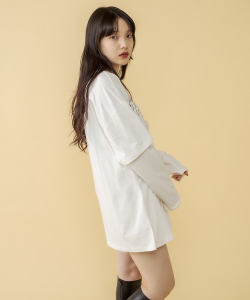 RASVOA(ラスボア)の「レイヤード風ユニフォームロンT(Tシャツ/カットソー・レディース・ブラック/オフホワイト・FREE)」の14枚目の写真