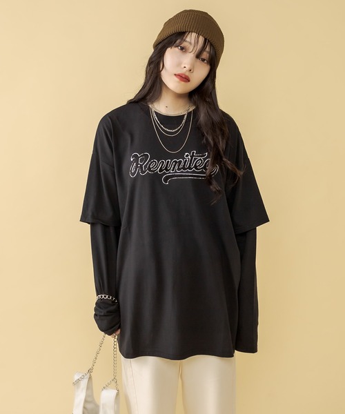 RASVOA(ラスボア)の「レイヤード風ユニフォームロンT(Tシャツ/カットソー・レディース・ブラック/オフホワイト・FREE)」の13枚目の写真