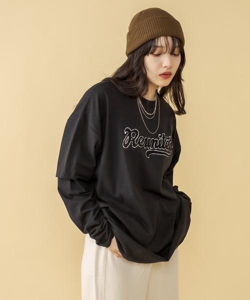 RASVOA(ラスボア)の「レイヤード風ユニフォームロンT(Tシャツ/カットソー・レディース・ブラック/オフホワイト・FREE)」の8枚目の写真