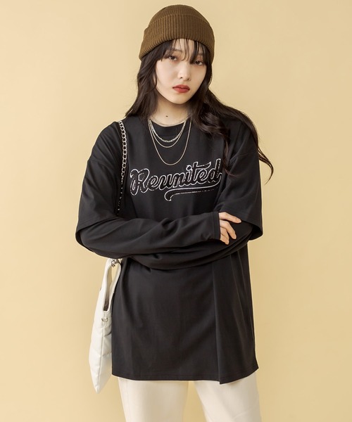 RASVOA(ラスボア)の「レイヤード風ユニフォームロンT(Tシャツ/カットソー・レディース・ブラック/オフホワイト・FREE)」の3枚目の写真