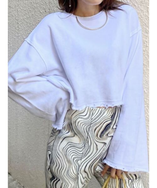 EMODA(エモダ)の「クラッシュタイダイショートプルオーバー(Tシャツ/カットソー・レディース・アイボリー/グレー/カーキ/ホワイト/ブラック・FREE)」の2枚目の写真