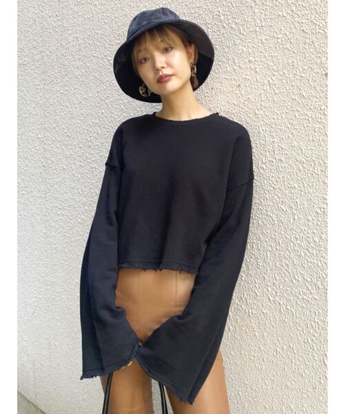 EMODA(エモダ)の「クラッシュタイダイショートプルオーバー(Tシャツ/カットソー・レディース・アイボリー/グレー/カーキ/ホワイト/ブラック・FREE)」の3枚目の写真