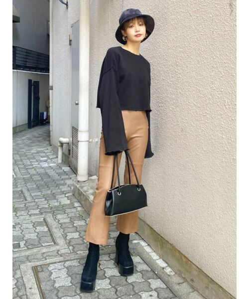 EMODA(エモダ)の「クラッシュタイダイショートプルオーバー(Tシャツ/カットソー・レディース・アイボリー/グレー/カーキ/ホワイト/ブラック・FREE)」の8枚目の写真