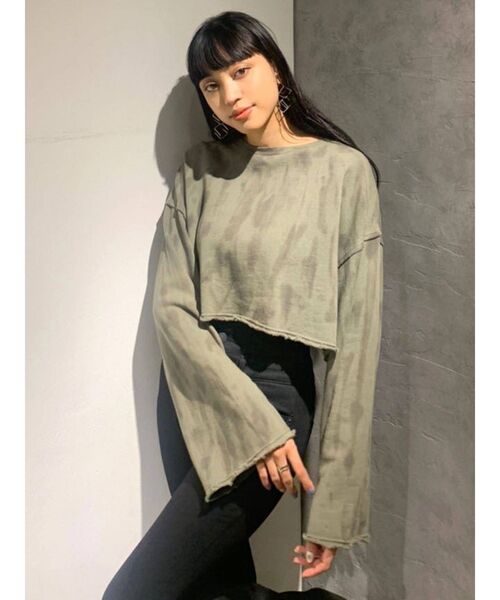 EMODA(エモダ)の「クラッシュタイダイショートプルオーバー(Tシャツ/カットソー・レディース・アイボリー/グレー/カーキ/ホワイト/ブラック・FREE)」の15枚目の写真