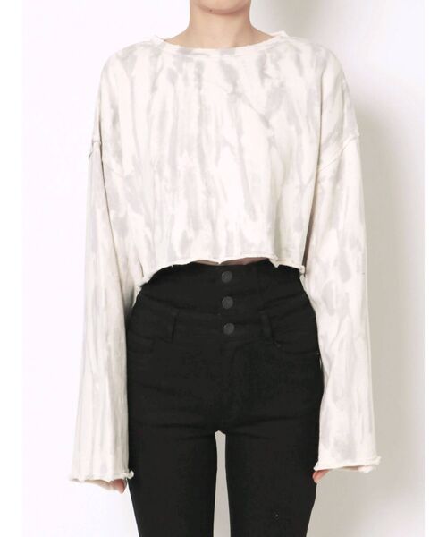 EMODA(エモダ)の「クラッシュタイダイショートプルオーバー(Tシャツ/カットソー・レディース・アイボリー/グレー/カーキ/ホワイト/ブラック・FREE)」の18枚目の写真