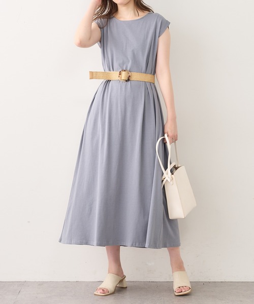 natural couture(ナチュラルクチュール)の「ノースリーブAラインワンピース(ワンピース・レディース・サーモンピンク/ブルー/グリーン/ベージュ/ブラック・FREE)」の4枚目の写真