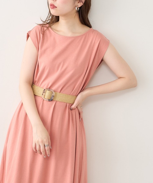 natural couture(ナチュラルクチュール)の「ノースリーブAラインワンピース(ワンピース・レディース・サーモンピンク/ブルー/グリーン/ベージュ/ブラック・FREE)」の5枚目の写真