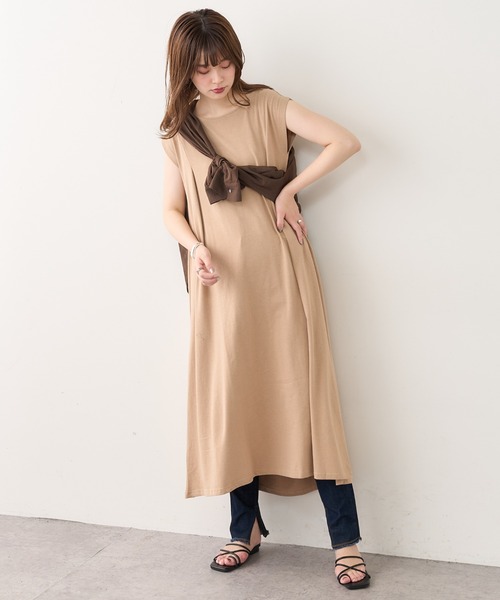 natural couture(ナチュラルクチュール)の「ノースリーブAラインワンピース(ワンピース・レディース・サーモンピンク/ブルー/グリーン/ベージュ/ブラック・FREE)」の11枚目の写真