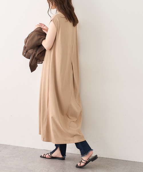 natural couture(ナチュラルクチュール)の「ノースリーブAラインワンピース(ワンピース・レディース・サーモンピンク/ブルー/グリーン/ベージュ/ブラック・FREE)」の13枚目の写真