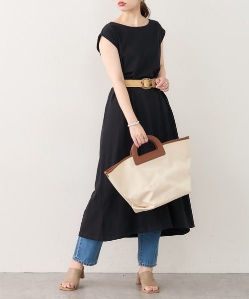 natural couture(ナチュラルクチュール)の「ノースリーブAラインワンピース(ワンピース・レディース・サーモンピンク/ブルー/グリーン/ベージュ/ブラック・FREE)」の6枚目の写真