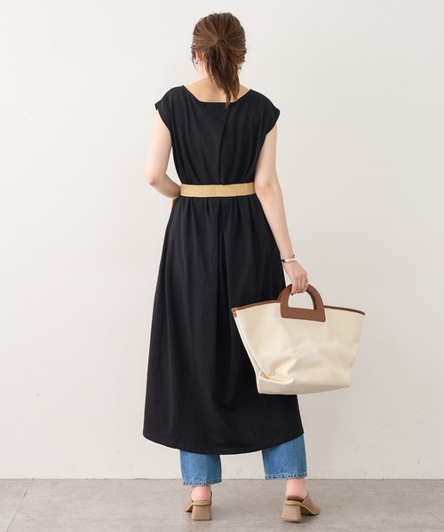 natural couture(ナチュラルクチュール)の「ノースリーブAラインワンピース(ワンピース・レディース・サーモンピンク/ブルー/グリーン/ベージュ/ブラック・FREE)」の7枚目の写真
