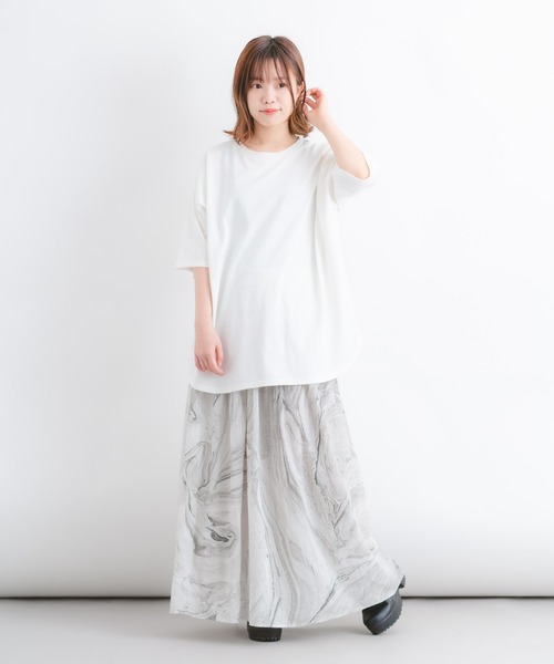 Wordtrobe（ワードトローブ）の「【wordtrobe】マーブル染フレアーロングスカート（スカート・レディース・グリーン/グレー/パープル・FREE）」の7枚目の写真