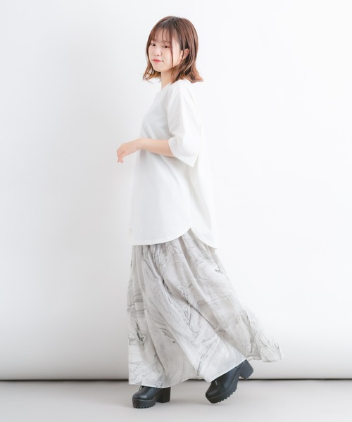 Wordtrobe（ワードトローブ）の「【wordtrobe】マーブル染フレアーロングスカート（スカート・レディース・グリーン/グレー/パープル・FREE）」の8枚目の写真