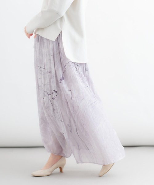 Wordtrobe（ワードトローブ）の「【wordtrobe】マーブル染フレアーロングスカート（スカート・レディース・グリーン/グレー/パープル・FREE）」の18枚目の写真