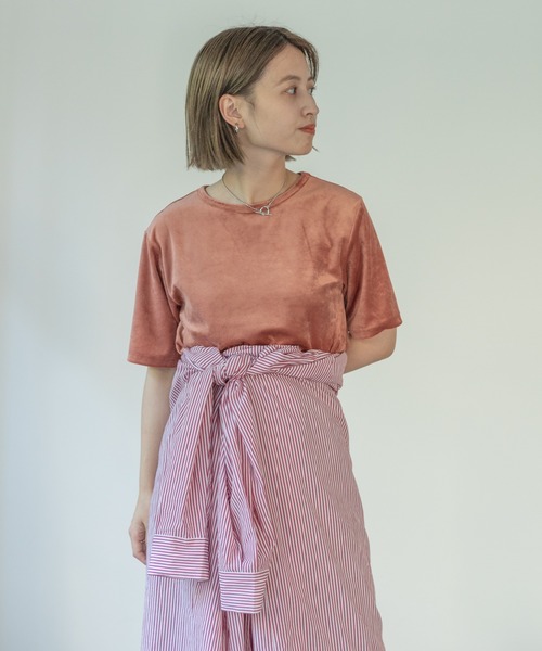 Kastane（カスタネ）の「ベロアチビTee（Tシャツ/カットソー・レディース・アイボリー/ダークブラウン/ピンク・FREE）」の10枚目の写真