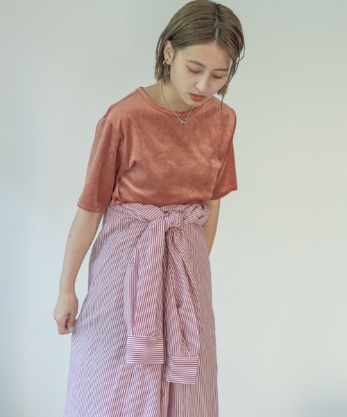 Kastane（カスタネ）の「ベロアチビTee（Tシャツ/カットソー・レディース・アイボリー/ダークブラウン/ピンク・FREE）」の11枚目の写真