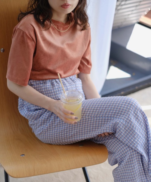 Kastane（カスタネ）の「ベロアチビTee（Tシャツ/カットソー・レディース・アイボリー/ダークブラウン/ピンク・FREE）」の7枚目の写真