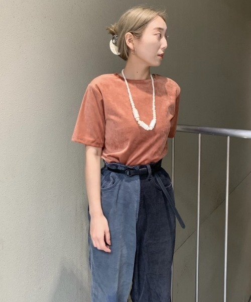 Kastane（カスタネ）の「ベロアチビTee（Tシャツ/カットソー・レディース・アイボリー/ダークブラウン/ピンク・FREE）」の16枚目の写真