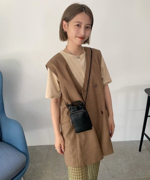 Kastane（カスタネ）の「ベロアチビTee（Tシャツ/カットソー・レディース・アイボリー/ダークブラウン/ピンク・FREE）」の17枚目の写真