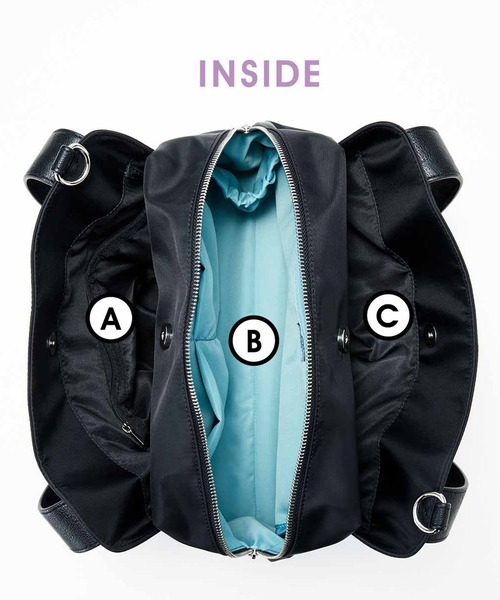 IEDIT（イディット）の「ＩＥＤＩＴ　ウェブマガジンｍｉ－ｍｏｌｌｅｔコラボ　シーンレスエイジングレスになじむ　３６５日持ちたい撥水エブリデイバッグ（トートバッグ・レディース・ブラック・ONE SIZE）」の4枚目の写真