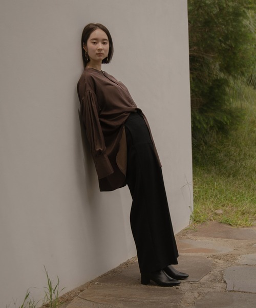 I_am（アイアム）の「stitch no collar blouse（シャツ/ブラウス・レディース・ベージュ/ブラウン/カーキ・FREE）」の12枚目の写真