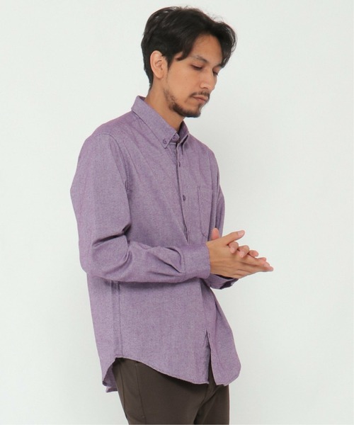 ikka（イッカ）の「フランネル無地シャツ（シャツ/ブラウス・メンズ・ホワイト/パープル/ネイビー/グレー/ミント・S/M/L/XL）」の5枚目の写真