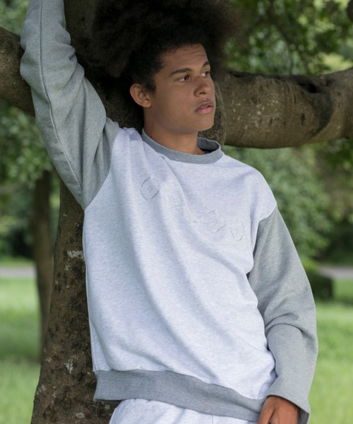 S'more(スモア)の「Logo Crew Sweat(スウェット・レディース・杢グレー/ネイビー・SMALL/MEDIUM/LARGE)」の1枚目の写真