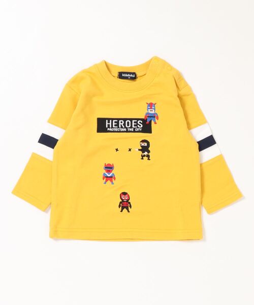 kladskap（クレードスコープ）の「ヒーローズ長袖Tシャツ（Tシャツ/カットソー・キッズ・マスタード/トップグレー・120cm/100cm/90cm/130cm/110cm/80ｃｍ）」の2枚目の写真