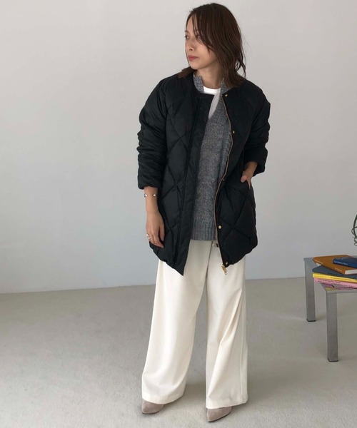 Doux archives（ドゥアルシーヴ）の「【web限定】ダイヤキルティングミディダウン（ダウンジャケット/コート・レディース・ブラック/ミント・FREE）」の7枚目の写真