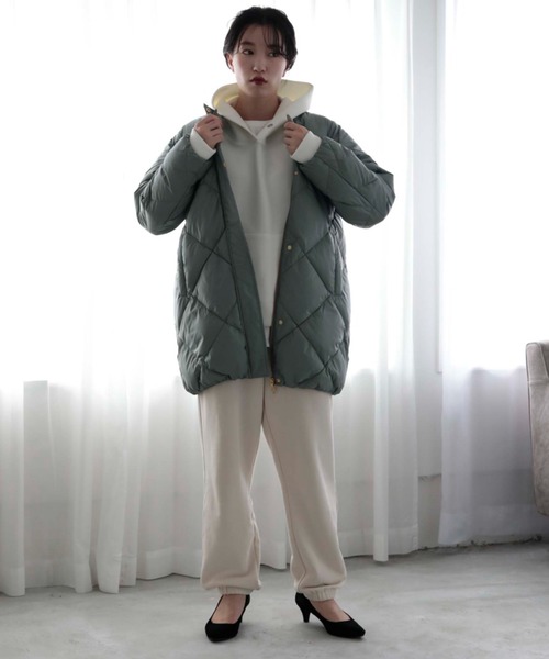 Doux archives（ドゥアルシーヴ）の「【web限定】ダイヤキルティングミディダウン（ダウンジャケット/コート・レディース・ブラック/ミント・FREE）」の9枚目の写真