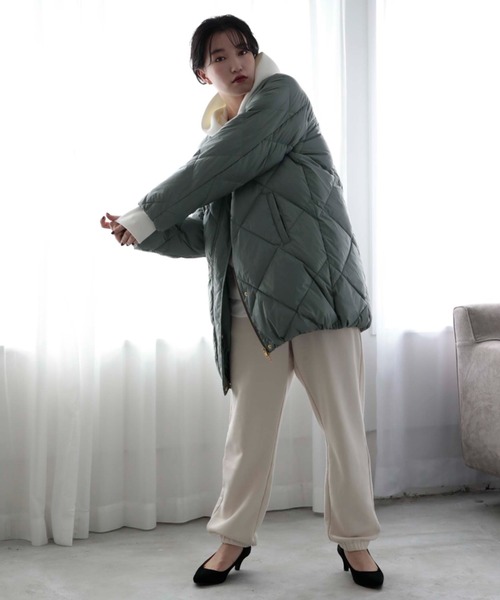 Doux archives（ドゥアルシーヴ）の「【web限定】ダイヤキルティングミディダウン（ダウンジャケット/コート・レディース・ブラック/ミント・FREE）」の6枚目の写真