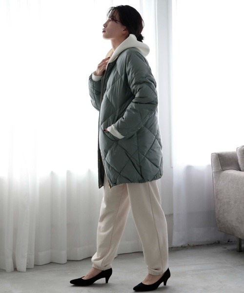 Doux archives（ドゥアルシーヴ）の「【web限定】ダイヤキルティングミディダウン（ダウンジャケット/コート・レディース・ブラック/ミント・FREE）」の14枚目の写真