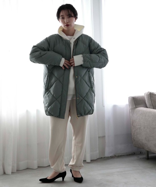 Doux archives（ドゥアルシーヴ）の「【web限定】ダイヤキルティングミディダウン（ダウンジャケット/コート・レディース・ブラック/ミント・FREE）」の5枚目の写真