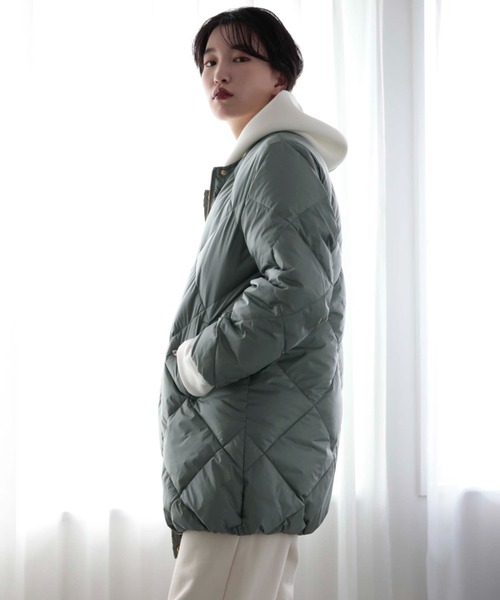 Doux archives（ドゥアルシーヴ）の「【web限定】ダイヤキルティングミディダウン（ダウンジャケット/コート・レディース・ブラック/ミント・FREE）」の4枚目の写真