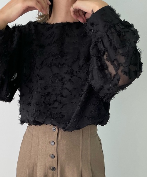 LE MORE（リモア）の「シャギーデザインブラウス（シャツ/ブラウス・レディース・ブラック/アイボリー・FREE）」の9枚目の写真