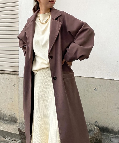 DouDou(ドゥドゥ)の「【WEB限定】ラグランスリーブ袖ボリュームコート(チェスターコート・レディース・ブラック/アイボリー/モカ・FREE)」の3枚目の写真