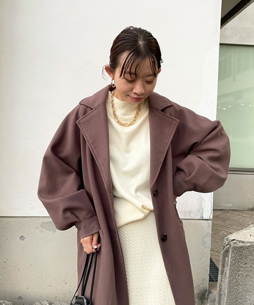 DouDou(ドゥドゥ)の「【WEB限定】ラグランスリーブ袖ボリュームコート(チェスターコート・レディース・ブラック/アイボリー/モカ・FREE)」の9枚目の写真