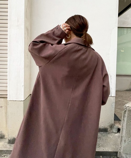 DouDou(ドゥドゥ)の「【WEB限定】ラグランスリーブ袖ボリュームコート(チェスターコート・レディース・ブラック/アイボリー/モカ・FREE)」の10枚目の写真